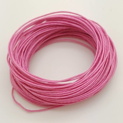 Fil cordon coton ciré 0,7mm rose foncé echeveau 10m fin et solide