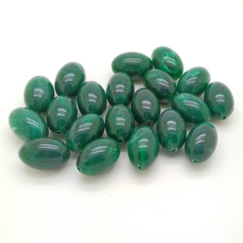 20 perles ovales 26mm acrylique vertes