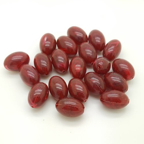 20 perles ovales 26mm acrylique rouges