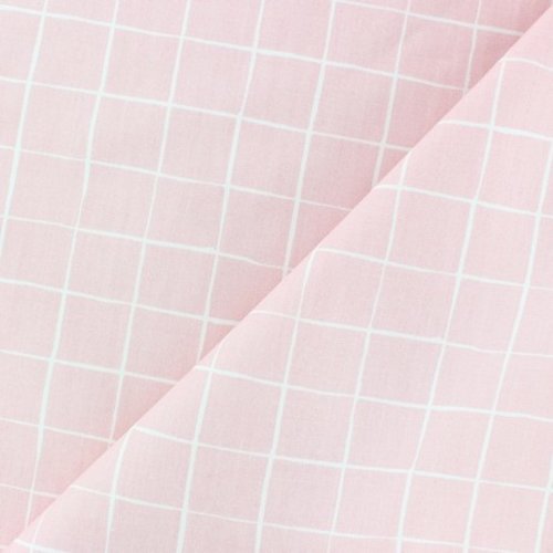 Popeline coton imprimé - quadrillage rose - oeko-tex