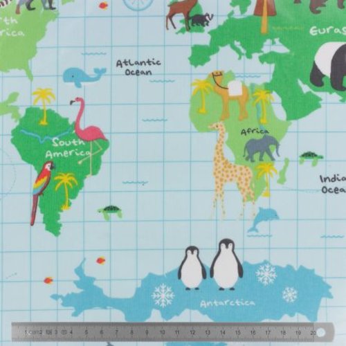 Coton enduit carte du monde - fryett's
