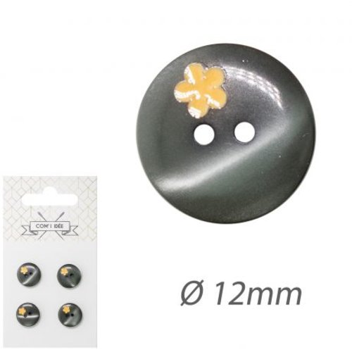 Boutons noirs - fleur orange