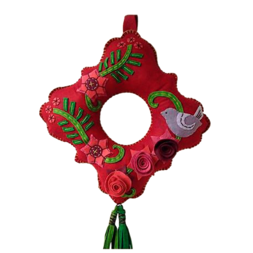 Kit feutrine - couronne de noël 35 cm - christmas roses