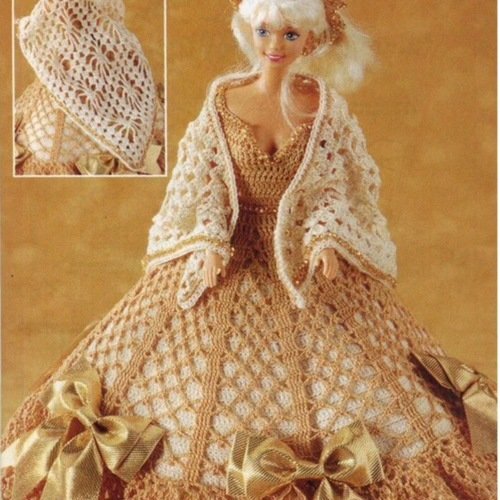 Modèle robe dentelle au crochet pour poupée barbie