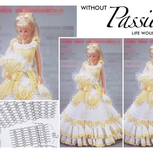 Modèle robe dentelle au crochet pour poupée barbie