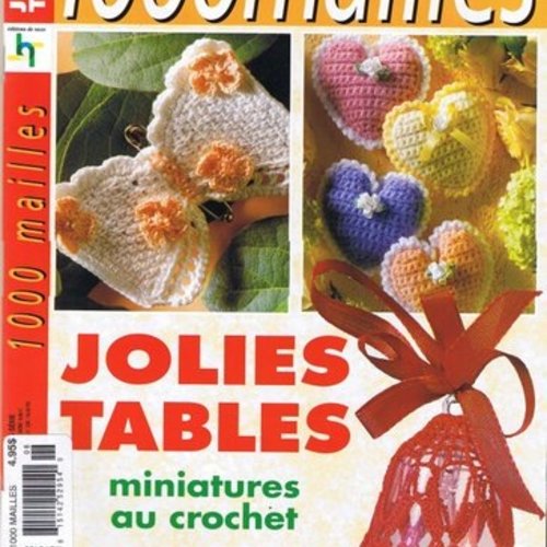 Magazine 1000 mailles jolies tables en format pdf. modèle miniature au crochet coton blanc.