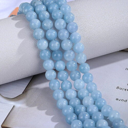10 perles rondes en pierre naturelle aigue-marine bleue, perles d'espacement pour bijoux 8mm