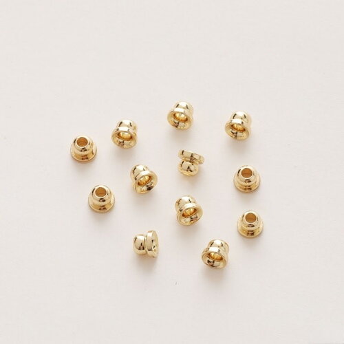 Lot de 10 perles bouchons gland bouchons  4mm intercalaires connecteurs d'embout plaqué or 14k
