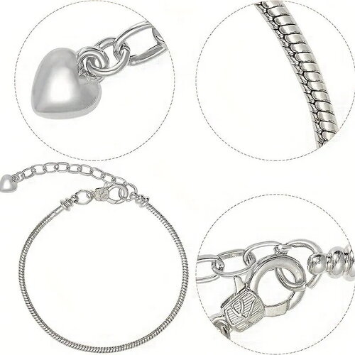 Bracelet pour perles européennes charms. acier inoxydable 304.argent