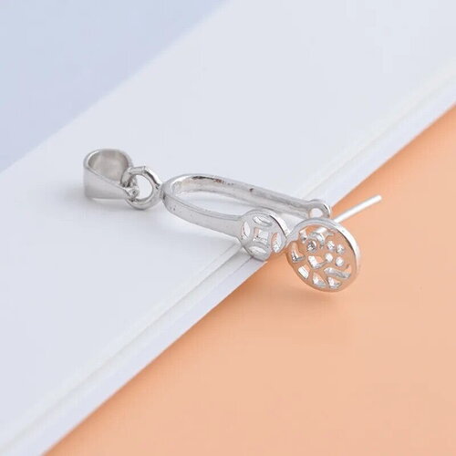 Grande bélière à clip en argent 925  ou plaqué or 14k,  avec motifs éthniques