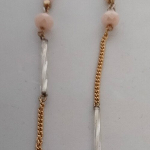 2 grandes breloques connecteurs acier et perles de verre