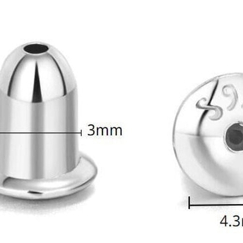 2 paires de   boutons poussoirs goujon pour boucles d'oreilles argent 925 ou plaqué or 14k