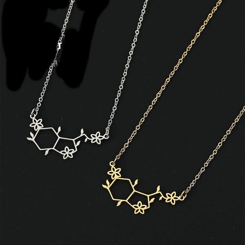 Breloque connecteur à molécule de sérotonine molécule chimie en laiton argenté mat ou doré
