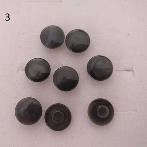 Lot de 8 petits boutons vintage 1990 bombé de tige en acrylique gris