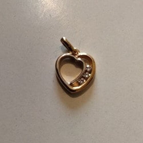 Pendentif  coeur avec zirconiums argent 925 et plaqué or 18k
