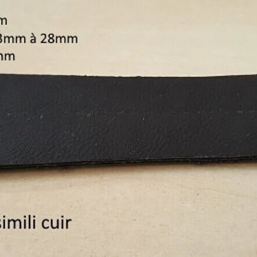 Sangle  lanière galon en simili cuir noir 33x23mm