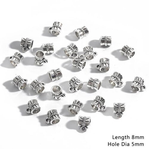 5  perles connecteurs gravées en acier inoxydable, 8x5mm, pour chaîne ou cordon