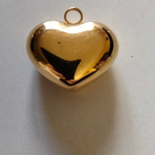 Pendentif coeur bombé en acier doré