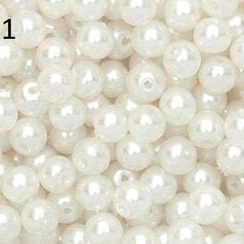 Perles en verre, acrylique ou plastique blanche ou ivoire