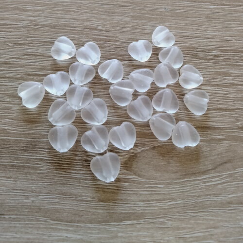 Lot de 10 perles de cœur en silicone transparent 10x12mm