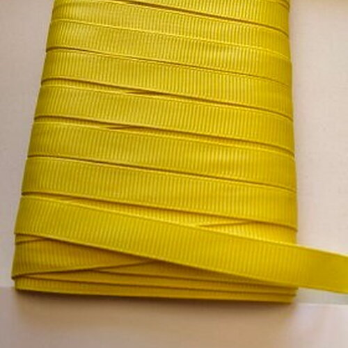 Ruban gros grain en synthétique, couleur jaune 10mm vendu au mètre