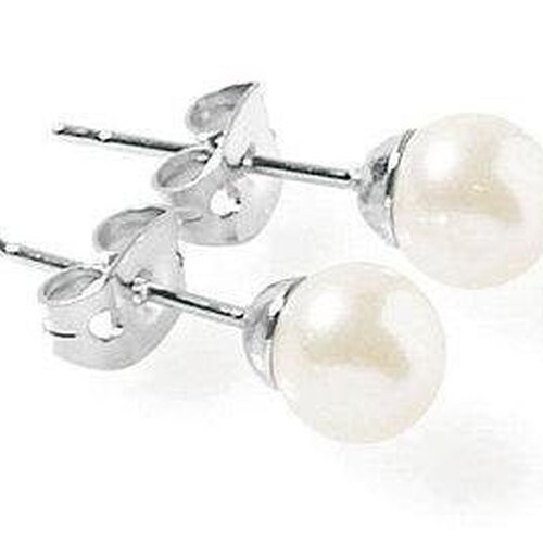 Puces boucles d'oreilles acier inoxydable  avec perles blanches ou dorées de synthèse