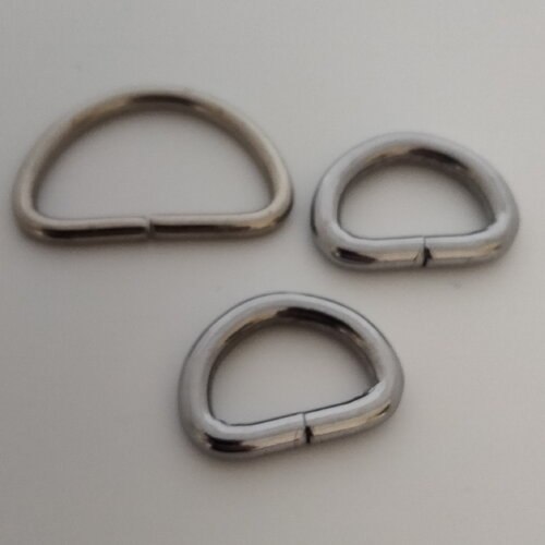 3 boucles anneaux demi-lune en acier argent pour sangle de sac réglable bandoulière