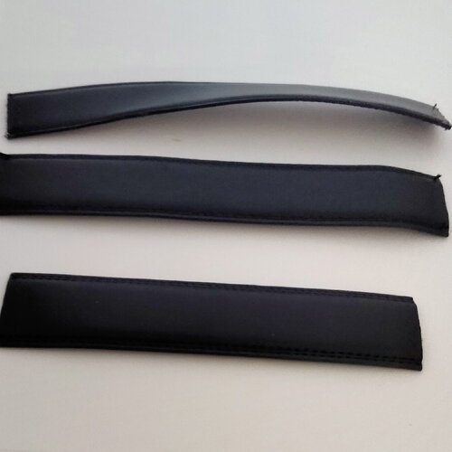 Lot de 3 bandes galon en cuir véritable noir pour création bracelet manchette
