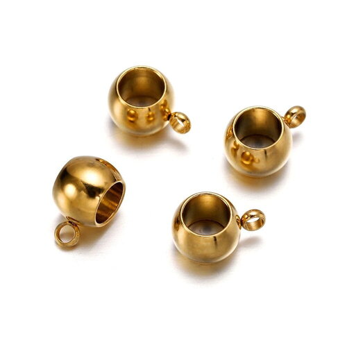 5 perles connecteurs en acier inoxydable or ou argent à grand trou pour bijoux,