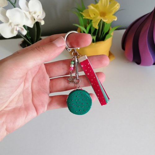 Porte clés macaron bicolore en fimo