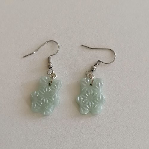 Boucle d'oreilles américaines ourson bleu quartz en fimo