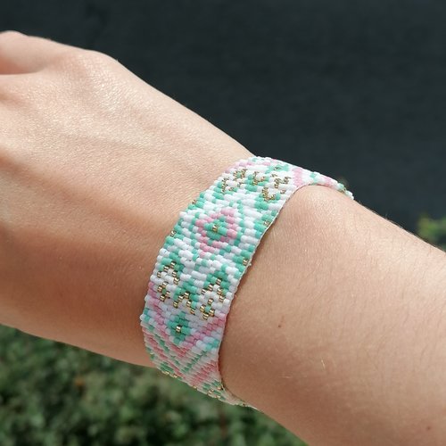 Bracelet manchette en perles miyuki