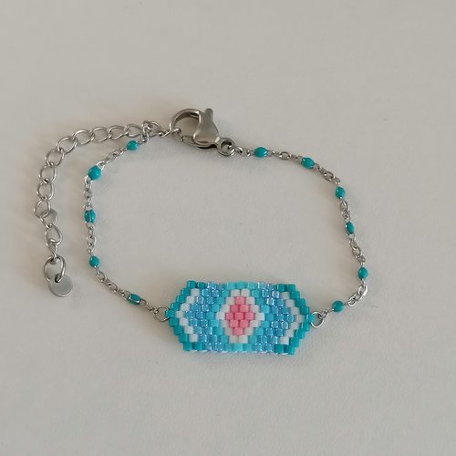 Bracelet fin et géométrique "goutte boréale" en perles miyuki
