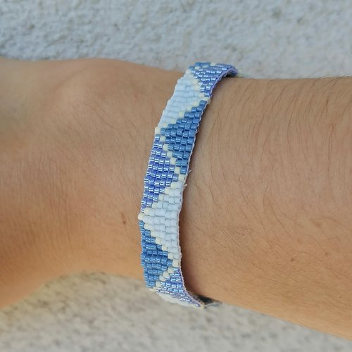 Bracelet "bleu horizon" entièrement tissé à la main - bijou fantaisie - idée cadeau