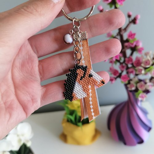 Porte clés tête de cheval en perles miyuki