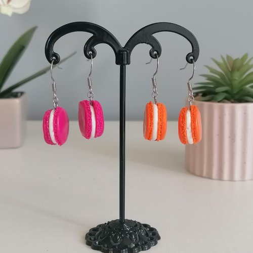 [réservé] lot de deux boucles d'oreilles macaron en pâte polymère (fimo)