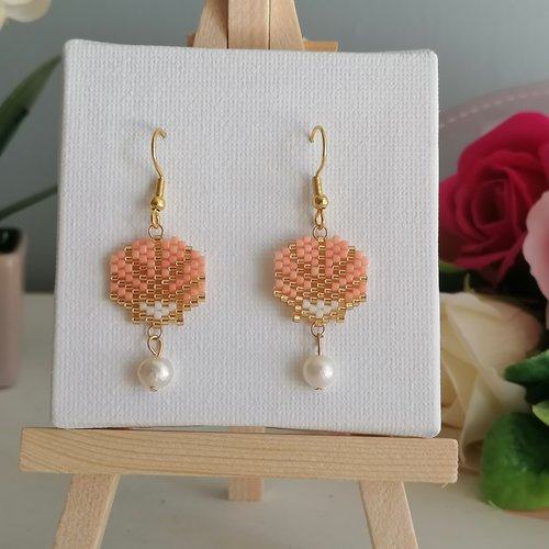 Boucles d'oreilles coquillage "pêche" en perles miyuki-bijoux été - bijoux fantaisie - idée cadeau