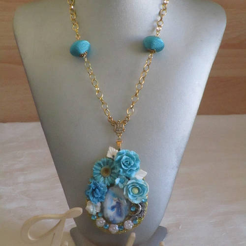 Collier Ou Ceinture Vintage - Métal Doré Et Perles - Longueur 90 Cm - Pièce Unique