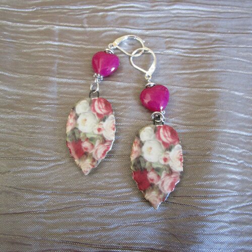 Boucles d'oreilles en céramique « de charmantes roses mélngées &quot;