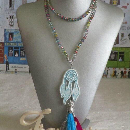 Charmant collier en céramque &quot; drean catcher&quot;