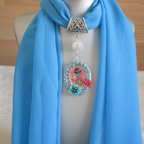 Bijou pour foulard en métal argenté "une pièce montée"