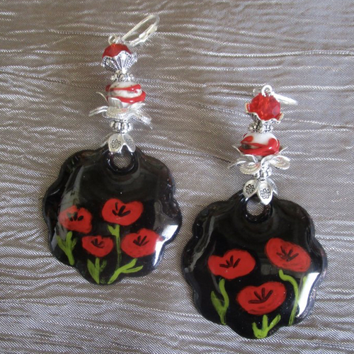Ravissantes boucles d’oreilles en cuivre émaillé