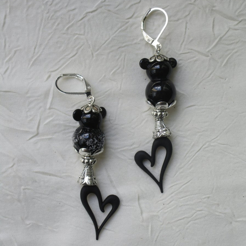 Ravissantes boucles d’oreilles en verre de murano et métal argenté