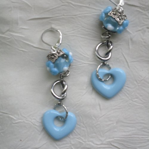 Ravissantes boucles d’oreilles en verre de murano et métal argenté