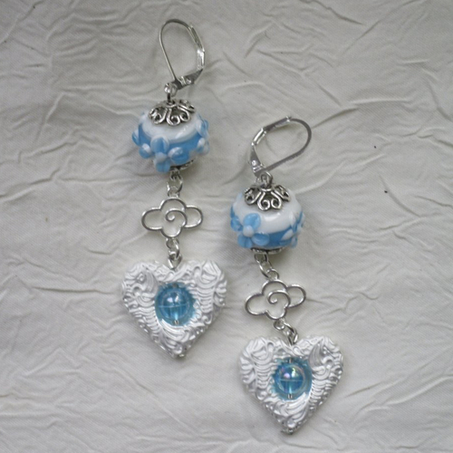 Ravissantes boucles d’oreilles en verre de murano et métal argenté