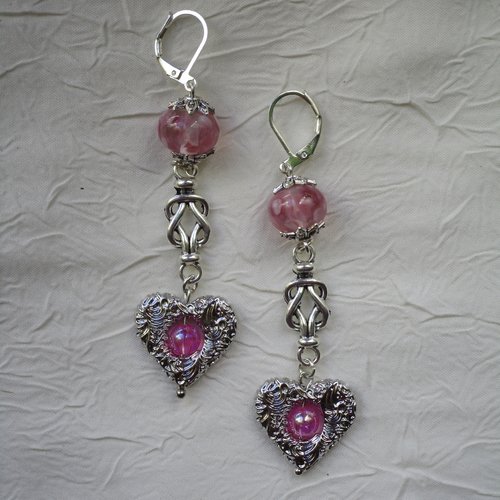Ravissantes boucles d’oreilles en verre de murano et métal laqué