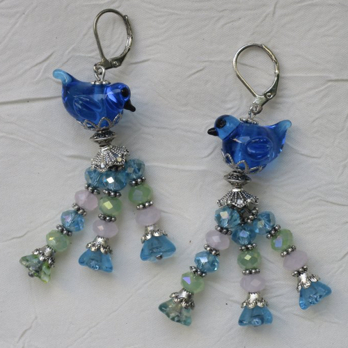 Ravissantes boucles d’oreilles en verre de murano et métal argenté