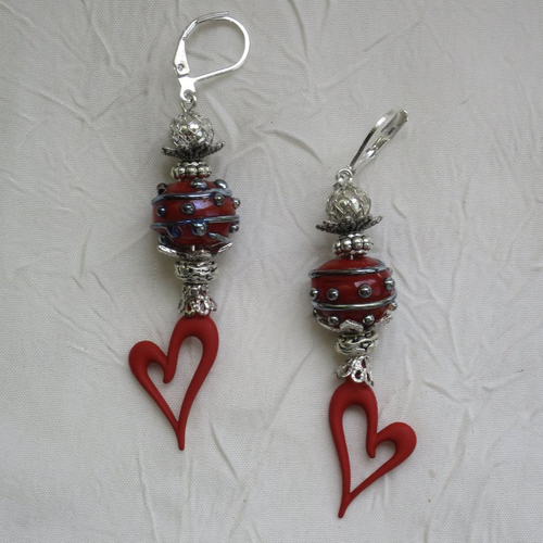Ravissantes boucles d’oreilles en verre de murano et métal argenté