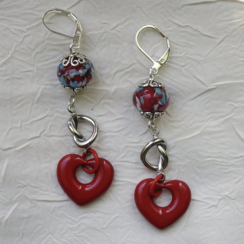 Ravissantes boucles d’oreilles en verre de murano et métal argenté
