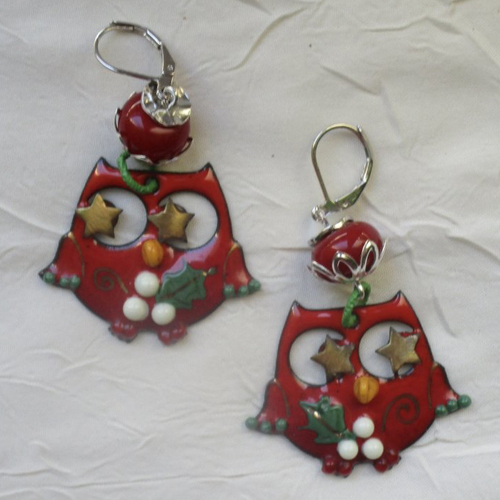 Ravissantes boucles d’oreilles en cuivre émaillé et perles en verre de murano